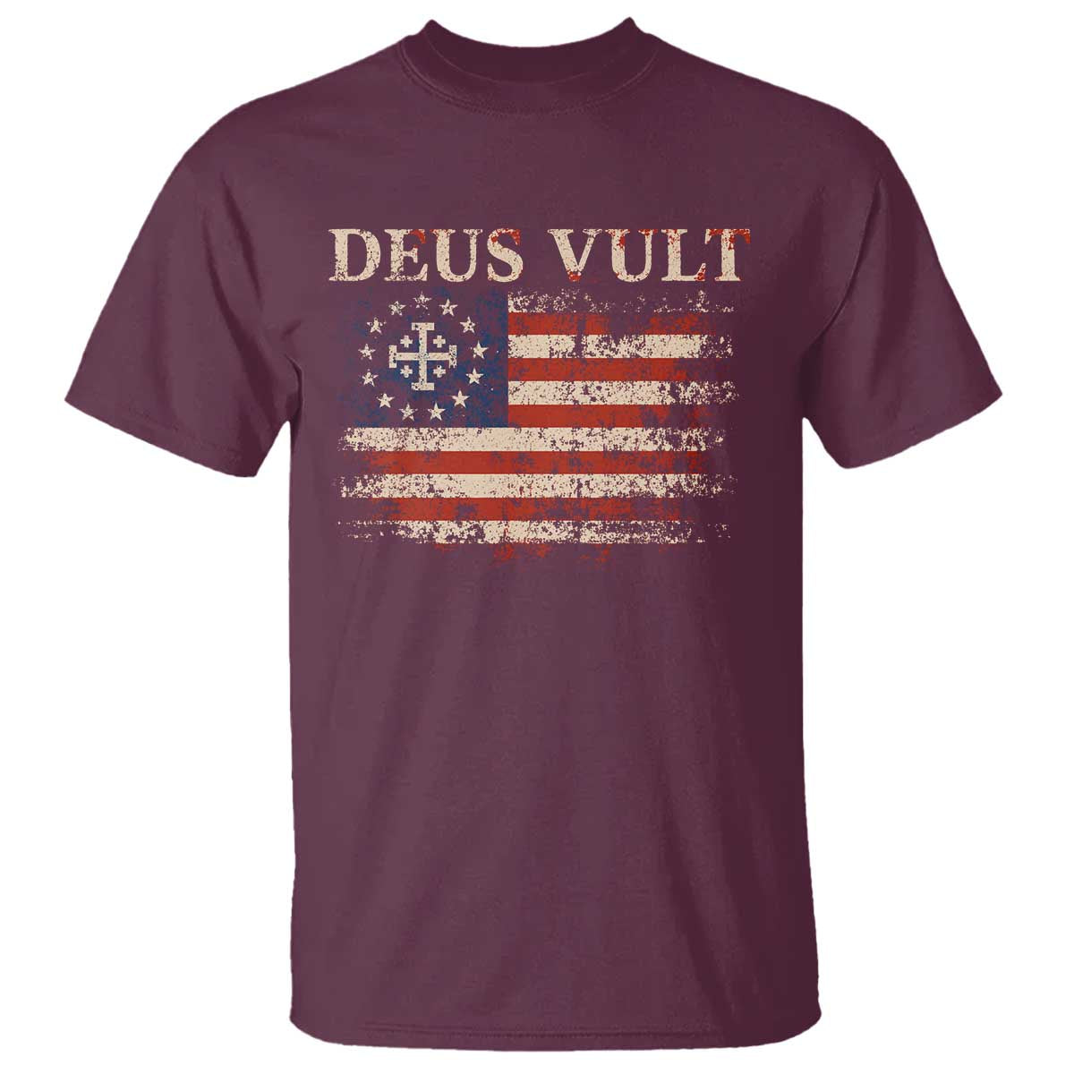 Catholic Knight Templar Crusader Cross T Shirt Vintage American Flag