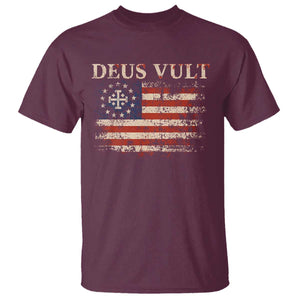 Catholic Knight Templar Crusader Cross T Shirt Vintage American Flag