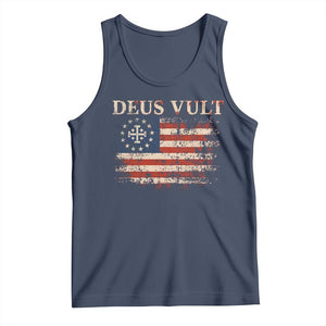 Catholic Knight Templar Crusader Cross Tank Top Vintage American Flag