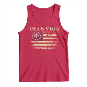 Catholic Knight Templar Crusader Cross Tank Top Vintage American Flag