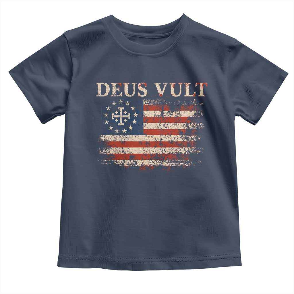 Catholic Knight Templar Crusader Cross Toddler T Shirt Vintage American Flag