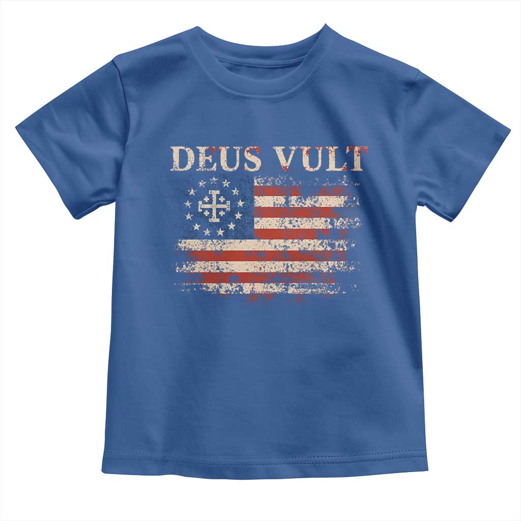Catholic Knight Templar Crusader Cross Toddler T Shirt Vintage American Flag