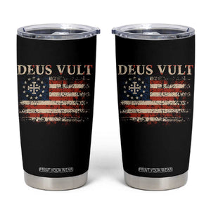 Catholic Knight Templar Crusader Cross Tumbler Cup Vintage American Flag