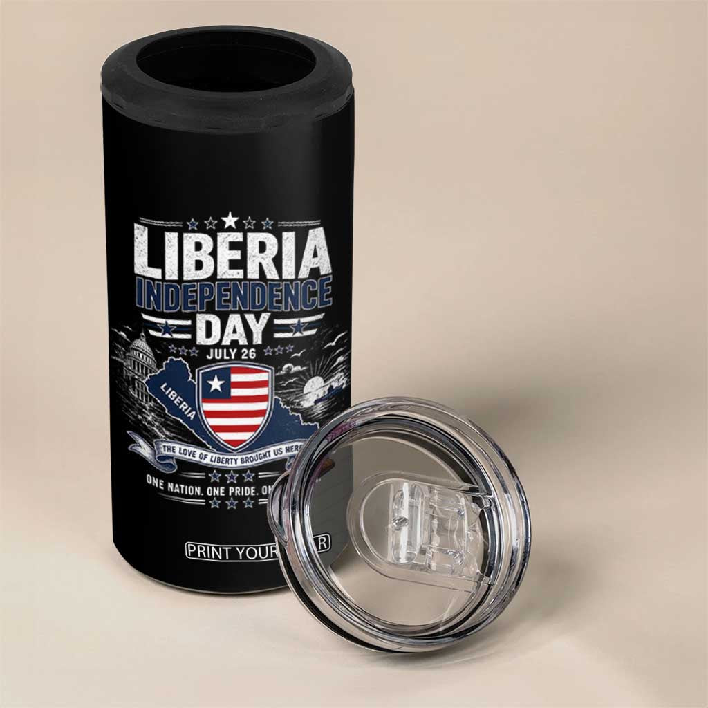 Liberia Independence Day July 26 Patriotic Pride 4 in 1 Can Cooler Tumbler