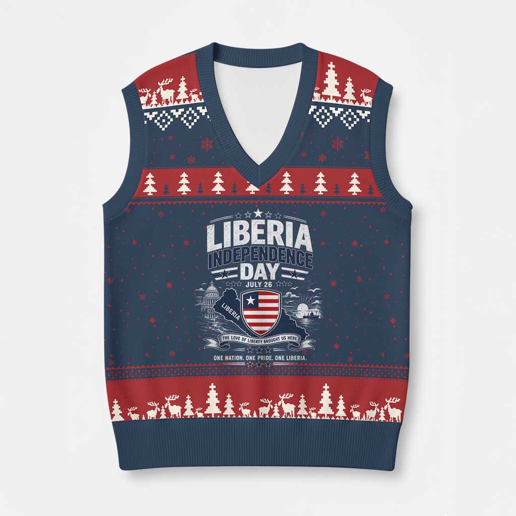 Liberia Independence Day July 26 Patriotic Pride V-Neck Knit Sweater Vest