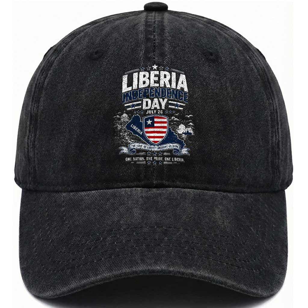 Liberia Independence Day July 26 Patriotic Pride Washed Cotton Baseball Cap TS10 Print Your Wear