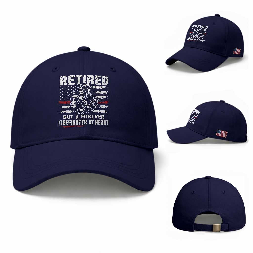 Retired Firefighter Baseball Cap Fireman Pride 911 Rescue Retirement Gift TS10 Baseball Cap Universal Fit Dark Blue Print Your Wear