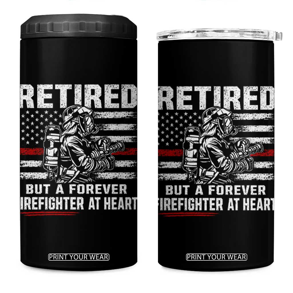 Retired Firefighter 4 in 1 Can Cooler Tumbler Fireman Pride 911 Rescue Retirement Gift TS10 One Size: 16 oz Black Print Your Wear