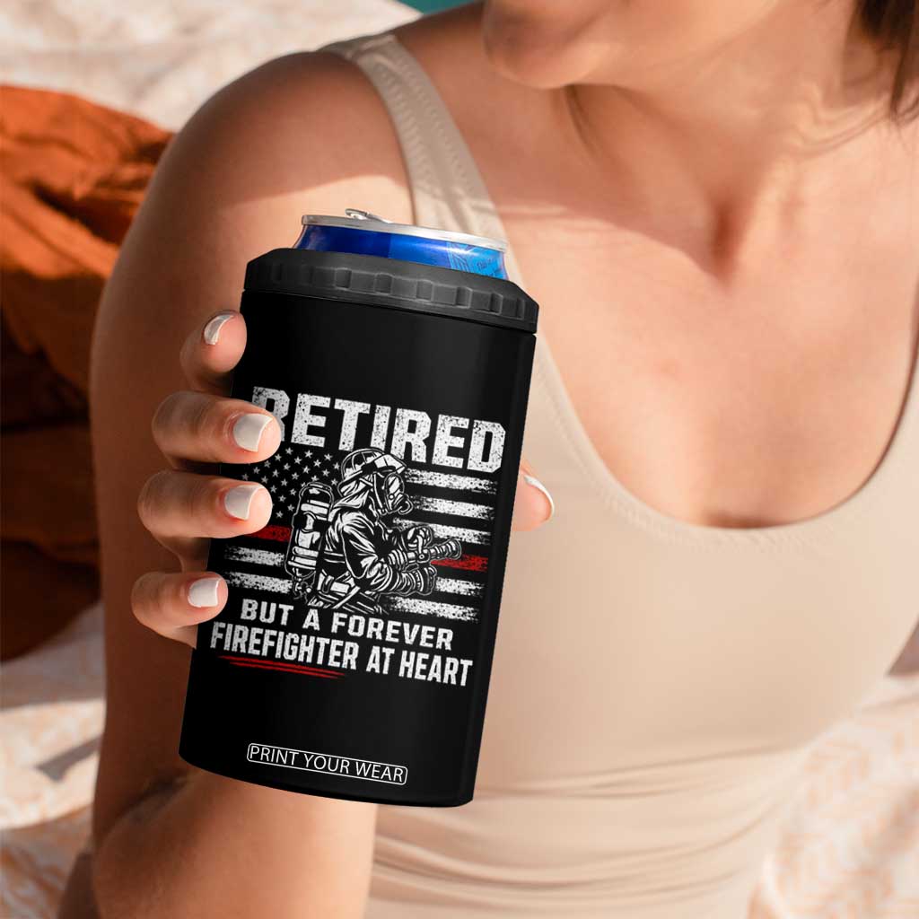 Retired Firefighter 4 in 1 Can Cooler Tumbler Fireman Pride 911 Rescue Retirement Gift TS10 Print Your Wear