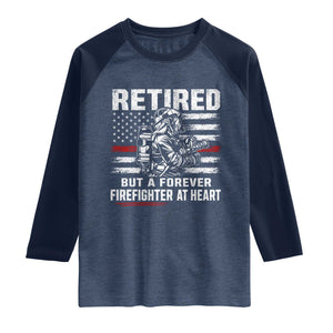 Retired Firefighter Raglan Shirt Fireman Pride 911 Rescue Retirement Gift