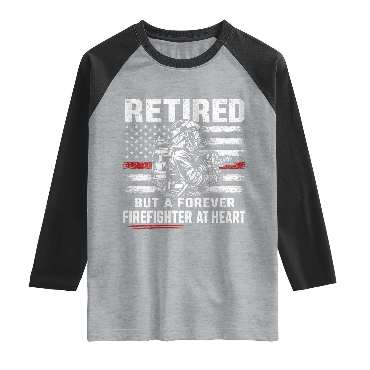 Retired Firefighter Raglan Shirt Fireman Pride 911 Rescue Retirement Gift