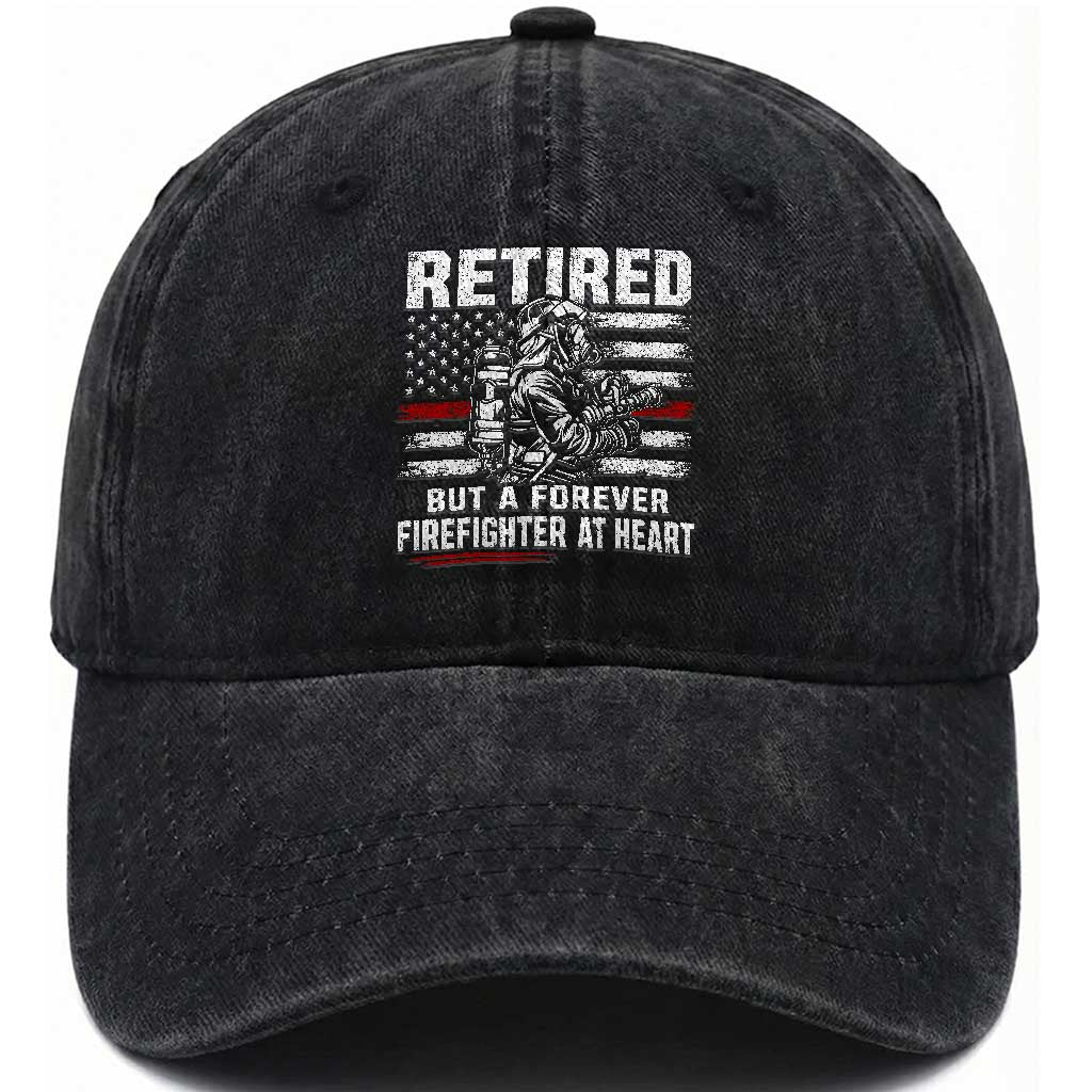 Retired Firefighter Washed Cotton Baseball Cap Fireman Pride 911 Rescue Retirement Gift TS10 Print Your Wear