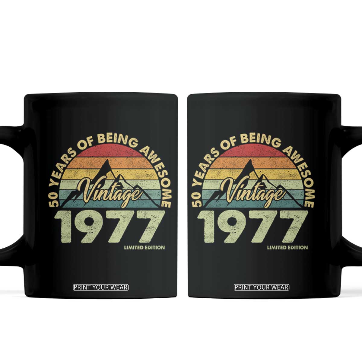 50th Birthday Coffee Mug Vintage 1977 Limited Edition 50 Year Old Gift TS10 Black Print Your Wear