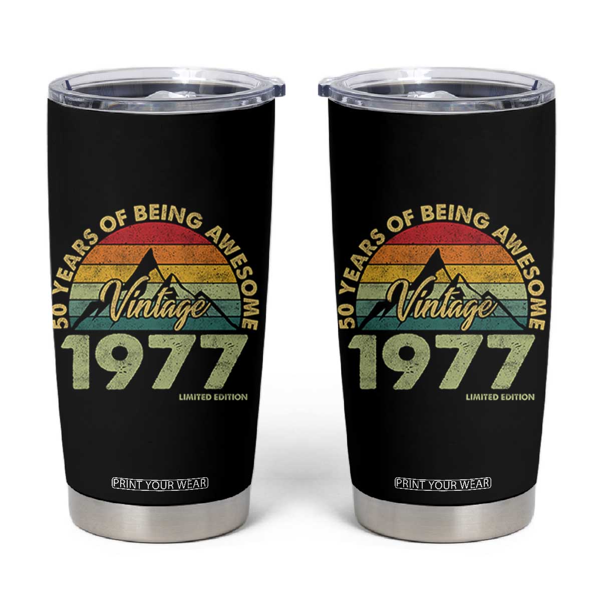 50th Birthday Tumbler Cup Vintage 1977 Limited Edition 50 Year Old Gift TS10 Black Print Your Wear