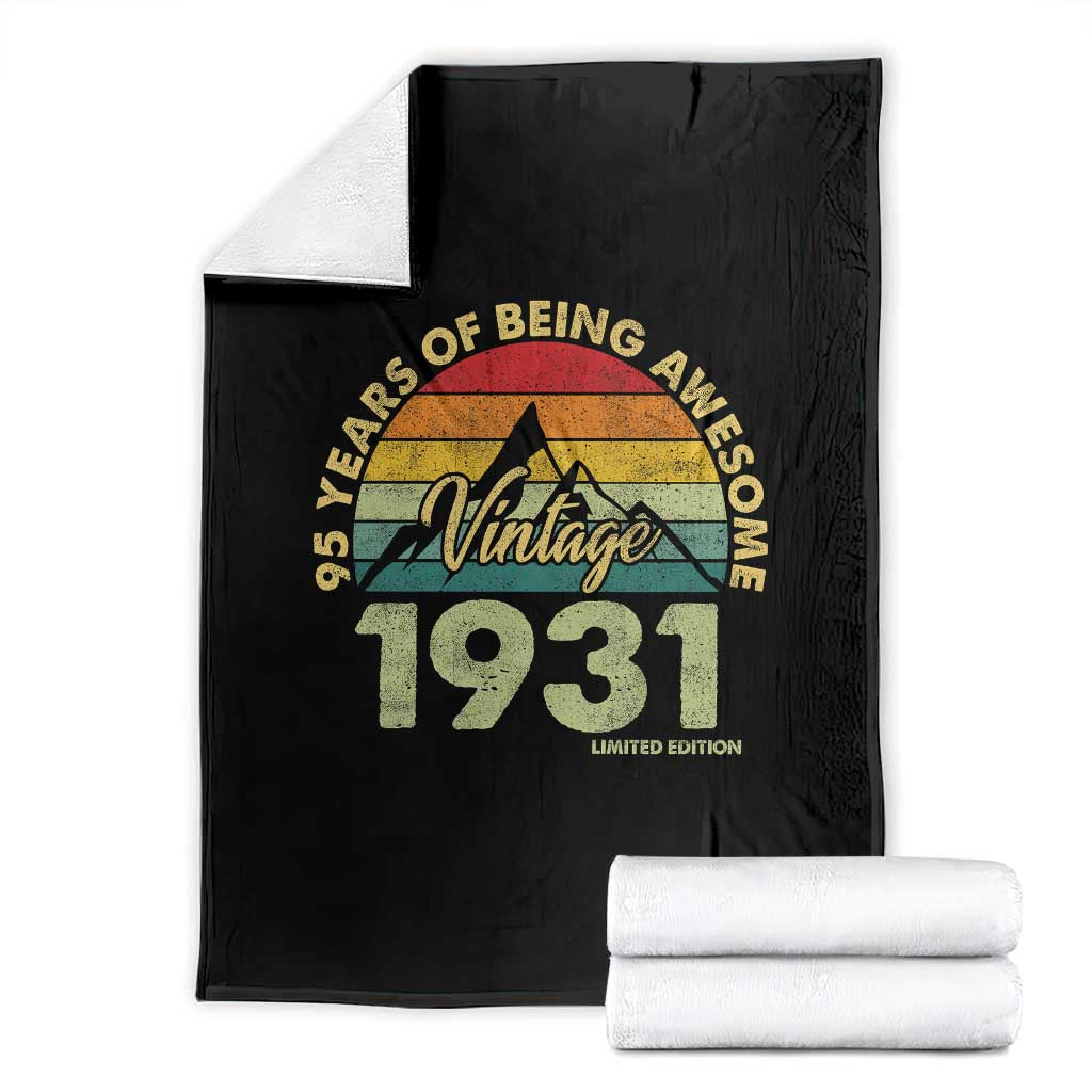 95th Birthday Throw Blanket Vintage 1931 Limited Edition 95 Year Old Gift TS10 Black Print Your Wear