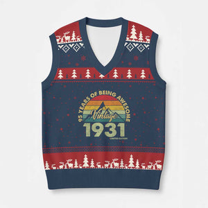 95th Birthday V-Neck Knit Sweater Vest Vintage 1931 Limited Edition 95 Year Old Gift