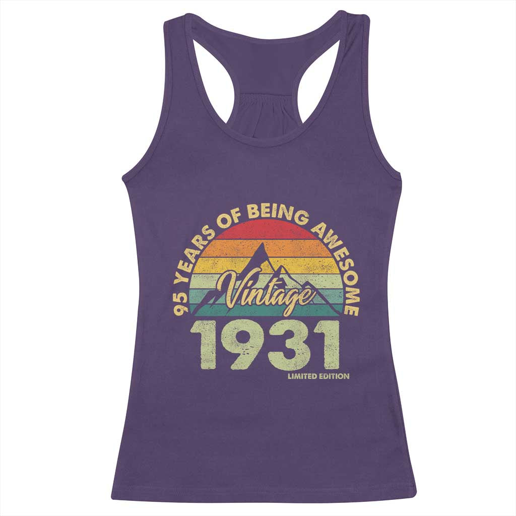 95th Birthday Racerback Tank Top Vintage 1931 Limited Edition 95 Year Old Gift