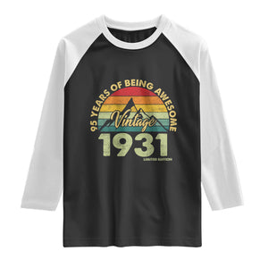 95th Birthday Raglan Shirt Vintage 1931 Limited Edition 95 Year Old Gift