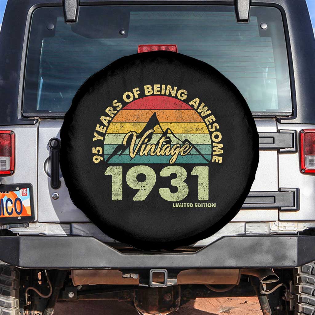 95th Birthday Spare Tire Cover Vintage 1931 Limited Edition 95 Year Old Gift TS10 No hole Black Print Your Wear