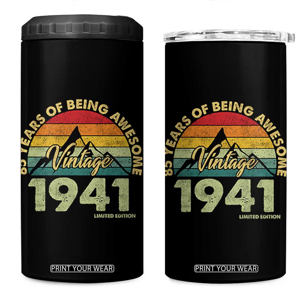 85th Birthday 4 in 1 Can Cooler Tumbler Vintage 1941 Limited Edition 85 Year Old Gift TS10 One Size: 16 oz Black Print Your Wear
