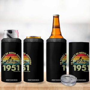 75th Birthday 4 in 1 Can Cooler Tumbler Vintage 1951 Limited Edition 75 Year Old Gift
