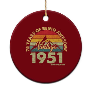 75th Birthday Ceramic Ornament Vintage 1951 Limited Edition 75 Year Old Gift