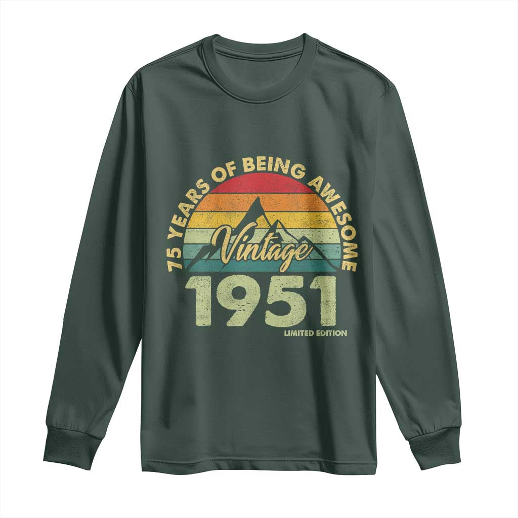 75th Birthday Long Sleeve Shirt Vintage 1951 Limited Edition 75 Year Old Gift