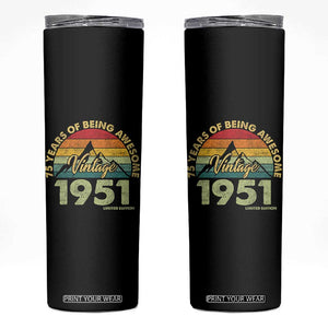 75th Birthday Skinny Tumbler Vintage 1951 Limited Edition 75 Year Old Gift