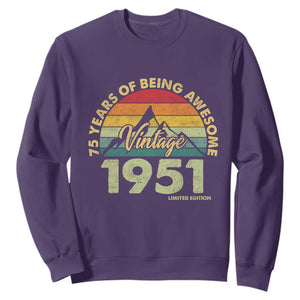 75th Birthday Sweatshirt Vintage 1951 Limited Edition 75 Year Old Gift