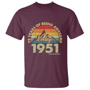 75th Birthday T Shirt Vintage 1951 Limited Edition 75 Year Old Gift