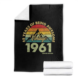 65th Birthday Throw Blanket Vintage 1961 Limited Edition 65 Year Old Gift