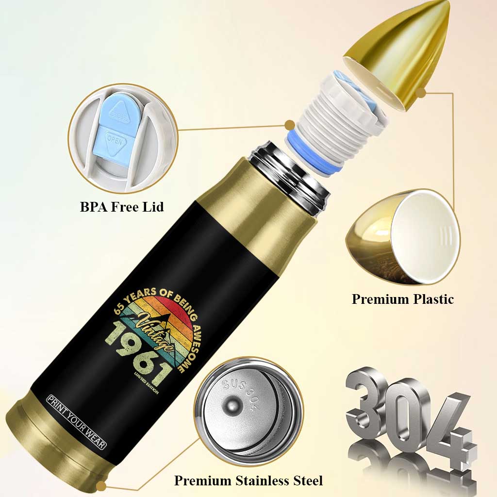 65th Birthday Bullet Tumbler Vintage 1961 Limited Edition 65 Year Old Gift