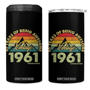 65th Birthday 4 in 1 Can Cooler Tumbler Vintage 1961 Limited Edition 65 Year Old Gift
