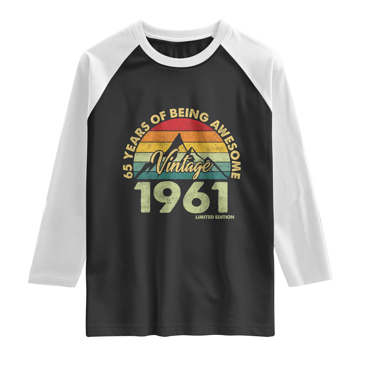 65th Birthday Raglan Shirt Vintage 1961 Limited Edition 65 Year Old Gift