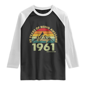 65th Birthday Raglan Shirt Vintage 1961 Limited Edition 65 Year Old Gift