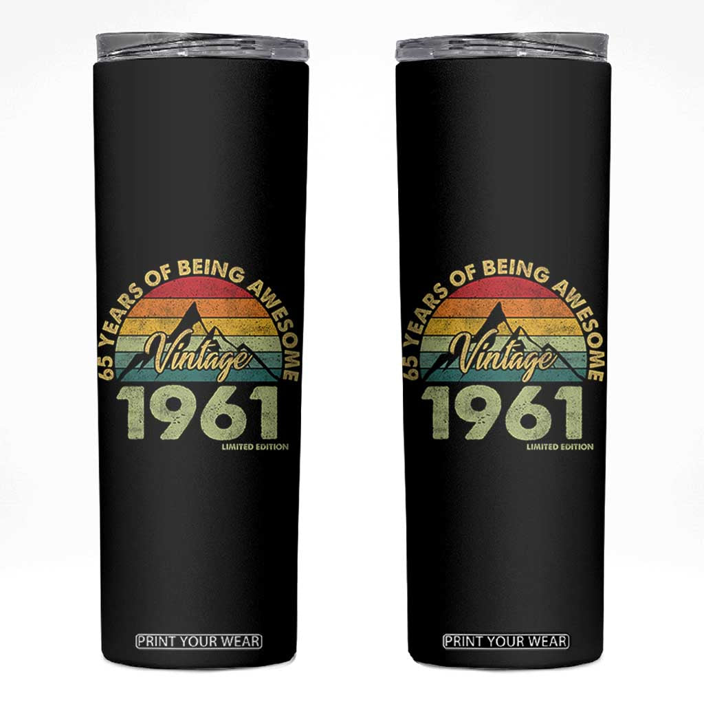 65th Birthday Skinny Tumbler Vintage 1961 Limited Edition 65 Year Old Gift
