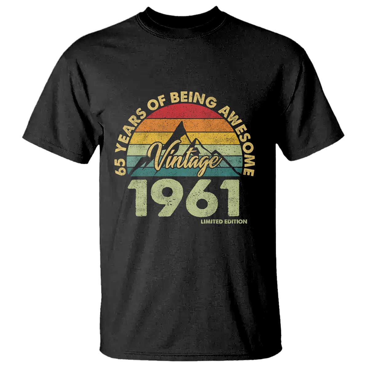 65th Birthday T Shirt Vintage 1961 Limited Edition 65 Year Old Gift TS10 Black Print Your Wear