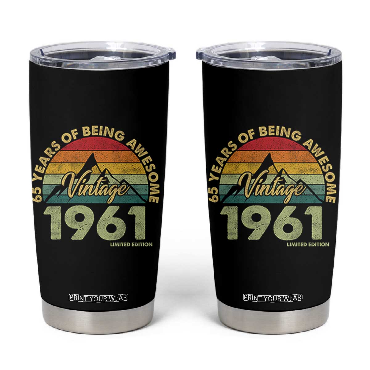 65th Birthday Tumbler Cup Vintage 1961 Limited Edition 65 Year Old Gift