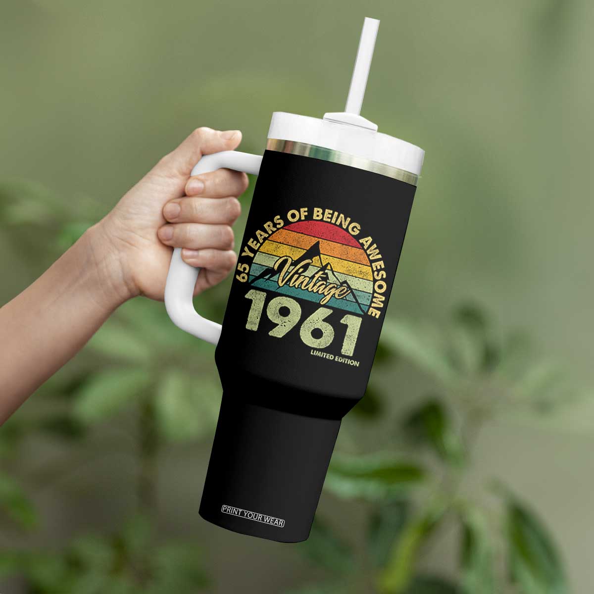 65th Birthday Tumbler With Handle Vintage 1961 Limited Edition 65 Year Old Gift