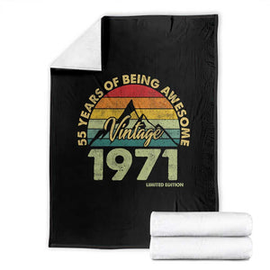 55th Birthday Throw Blanket Vintage 1971 Limited Edition 55 Year Old Gift