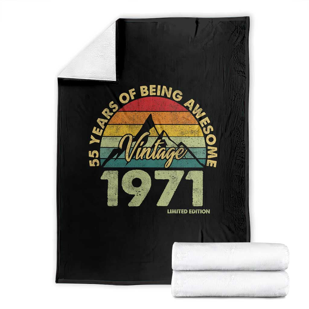 55th Birthday Throw Blanket Vintage 1971 Limited Edition 55 Year Old Gift TS10 Black Print Your Wear