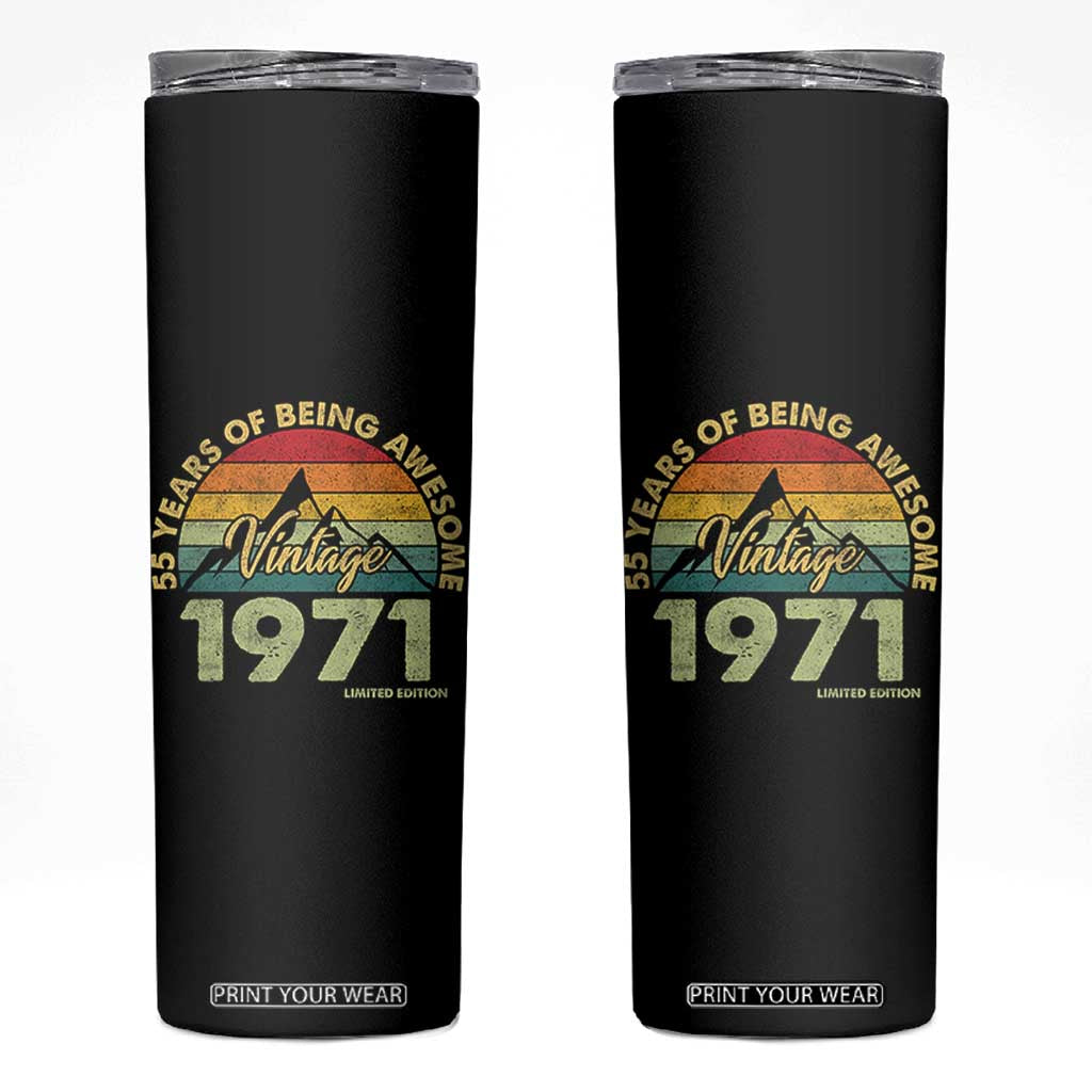 55th Birthday Skinny Tumbler Vintage 1971 Limited Edition 55 Year Old Gift