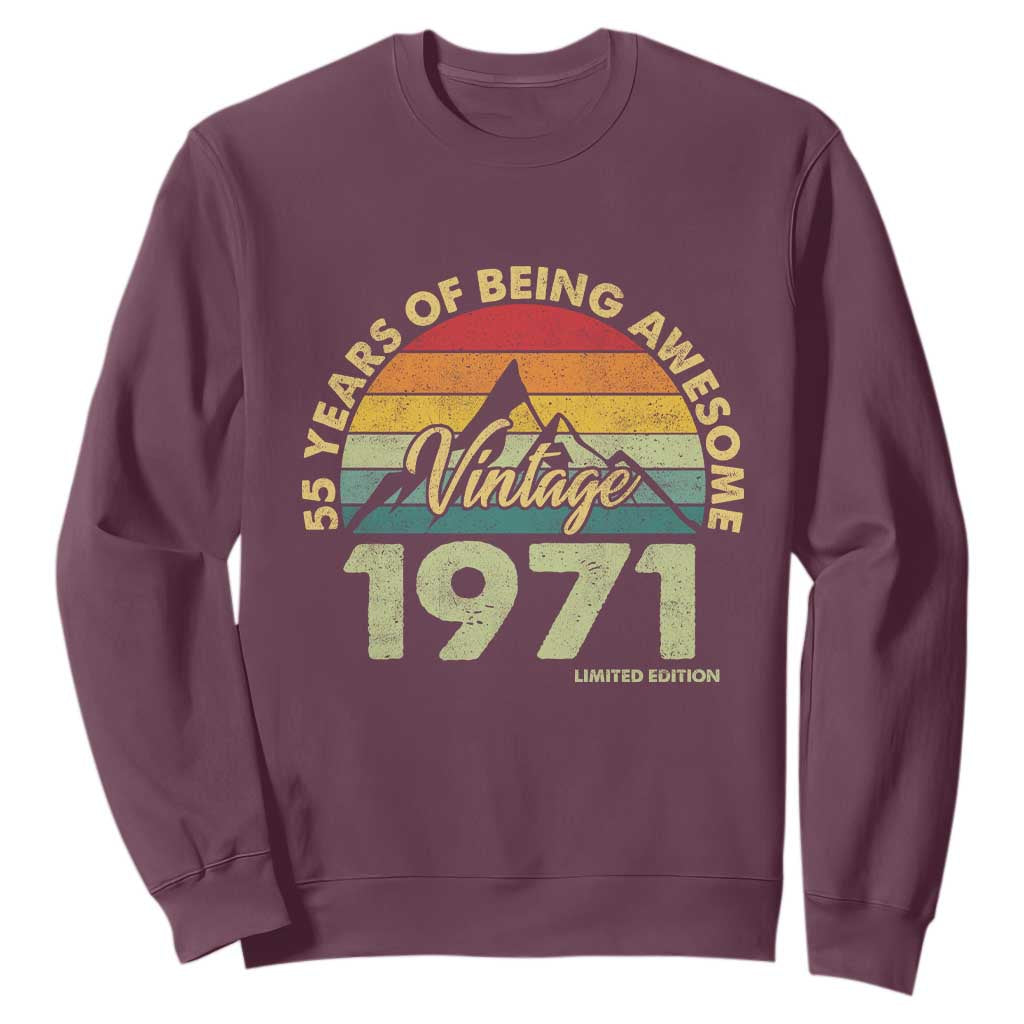 55th Birthday Sweatshirt Vintage 1971 Limited Edition 55 Year Old Gift