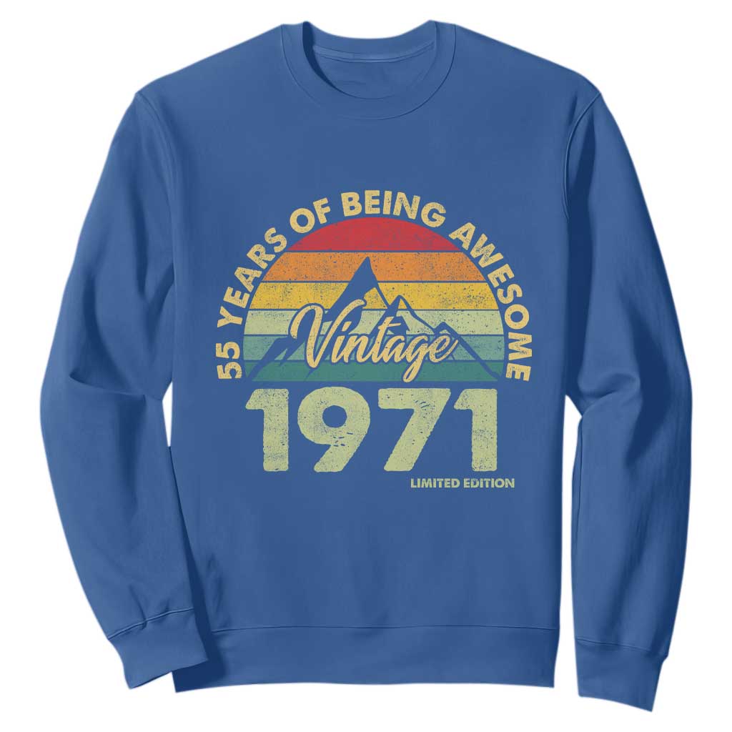 55th Birthday Sweatshirt Vintage 1971 Limited Edition 55 Year Old Gift