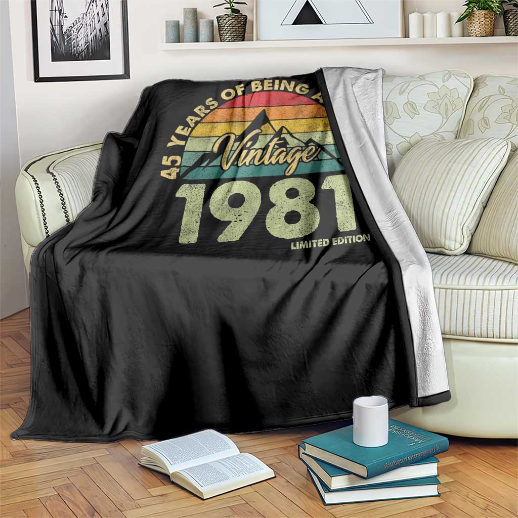 45th Birthday Throw Blanket Vintage 1981 Limited Edition 45 Year Old Gift