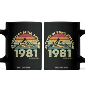 45th Birthday Coffee Mug Vintage 1981 Limited Edition 45 Year Old Gift