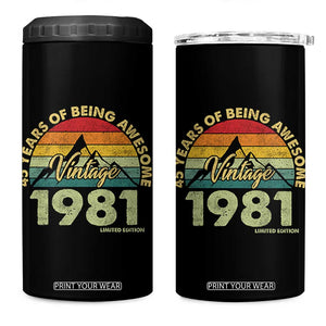 45th Birthday 4 in 1 Can Cooler Tumbler Vintage 1981 Limited Edition 45 Year Old Gift