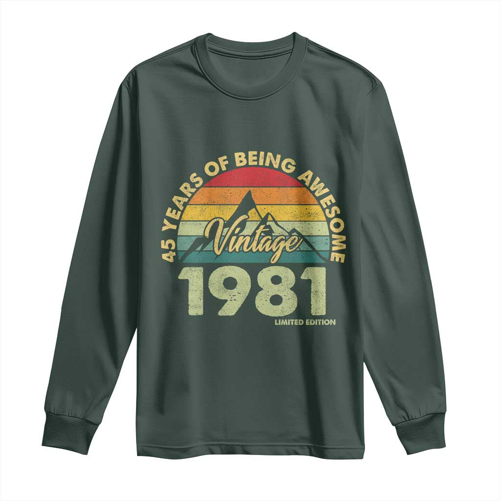45th Birthday Long Sleeve Shirt Vintage 1981 Limited Edition 45 Year Old Gift