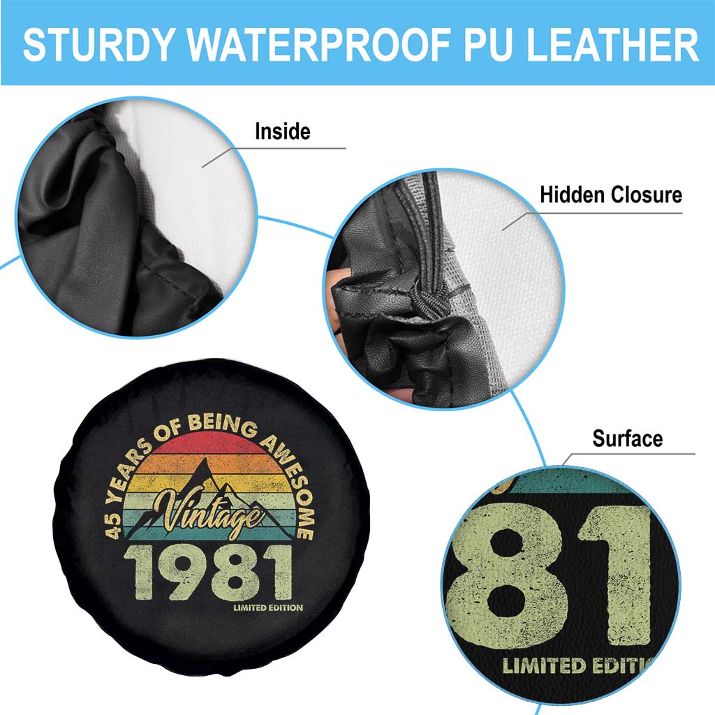 45th Birthday Spare Tire Cover Vintage 1981 Limited Edition 45 Year Old Gift