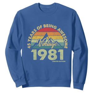 45th Birthday Sweatshirt Vintage 1981 Limited Edition 45 Year Old Gift